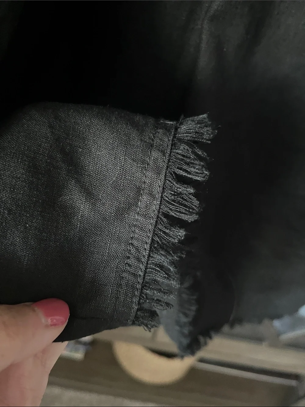 Tommy Bahama Black Ruffle V-Neck Dress 100% linen shell; 100% cotton lining